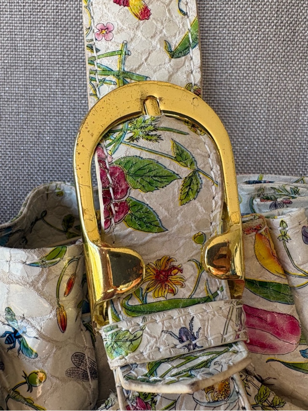 Big Buddha Floral Print Shoulder Bag in White with Multicolor Flowers - Picture 6 of 14
